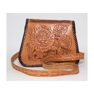 Vintage Hand Tooled Leather Purse "Heather" Engraved